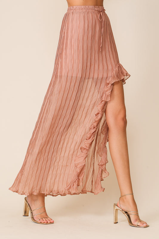 Oceanic Wavy Pleated Skirt