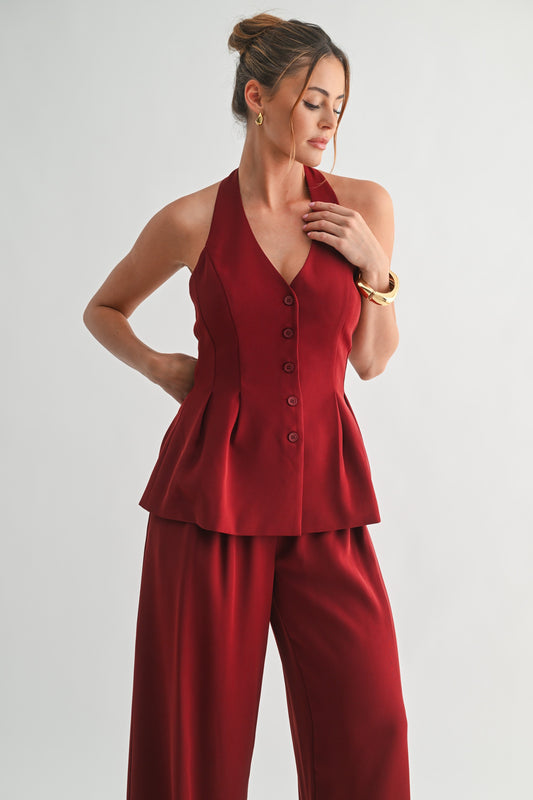 Carly Pleated Halter Vest Top