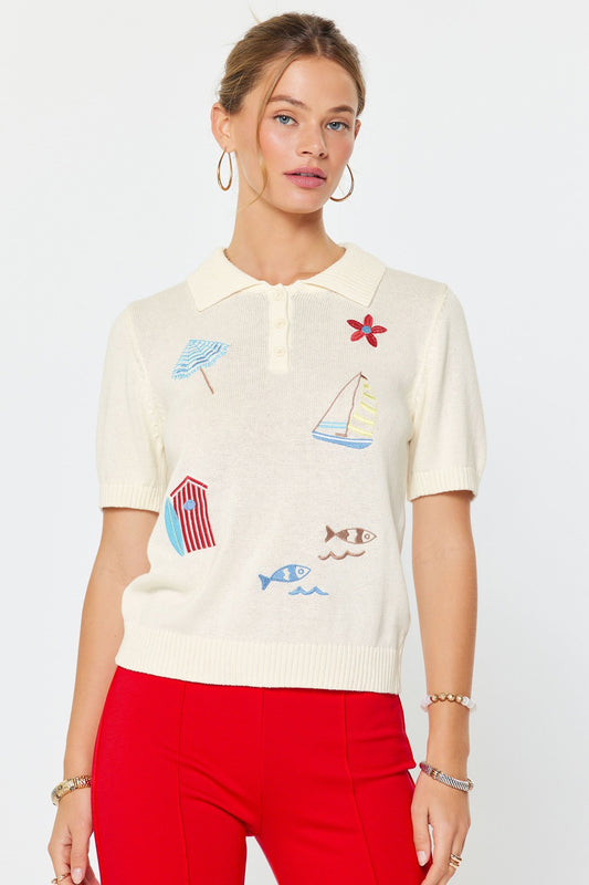 Dockside Darling Embroidered Sweater