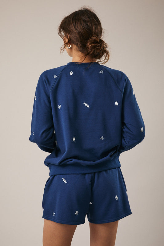 Shell Island Embroidered Crewneck