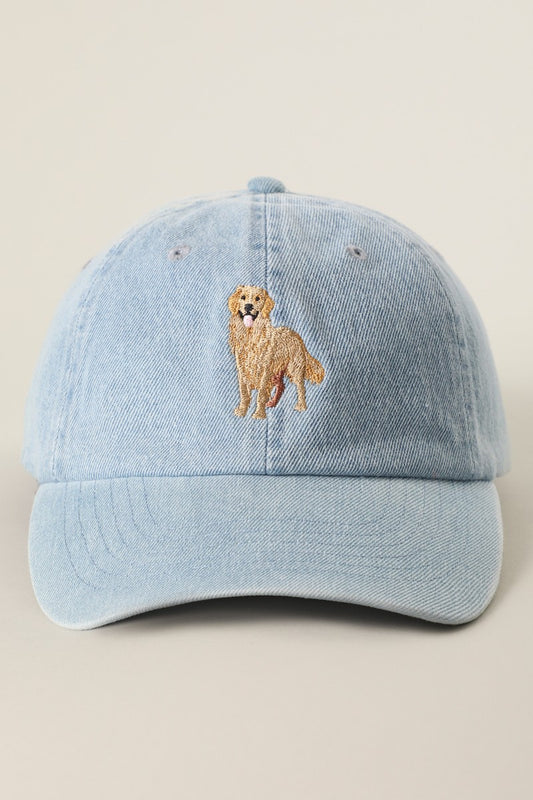 Golden Retriever Embroidered Denim Baseball Cap
