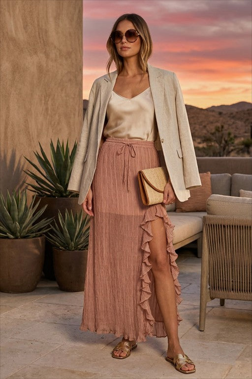 Oceanic Wavy Pleated Skirt