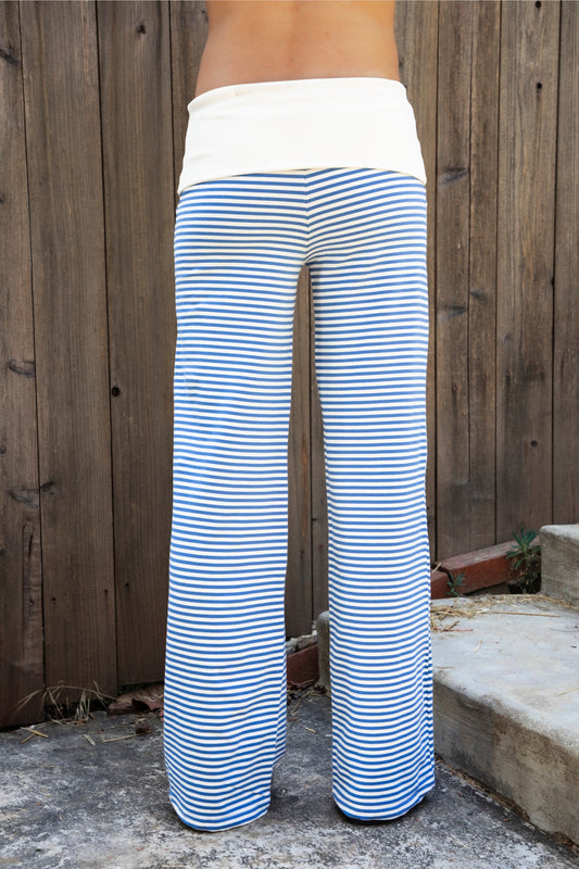 Brisa Stripe Foldover Waist Wide Leg Pants