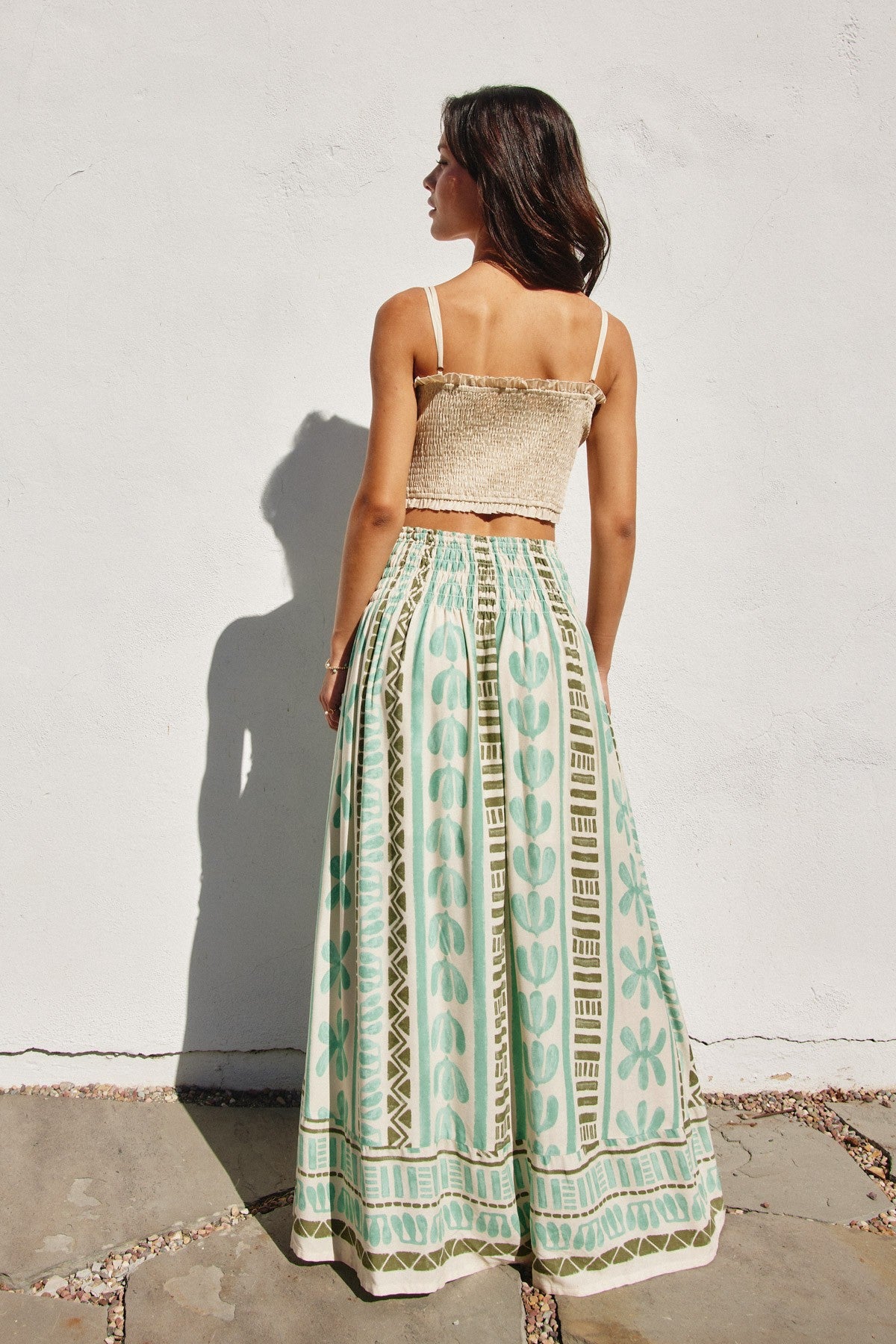 Island Time Smocked Hip Midi Skirt