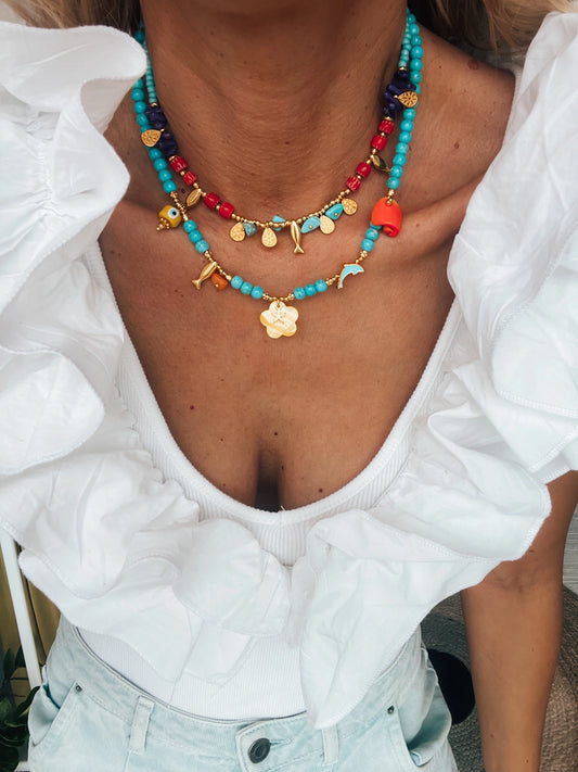 Turquoise Semiprecious Beaded Summer Necklaces