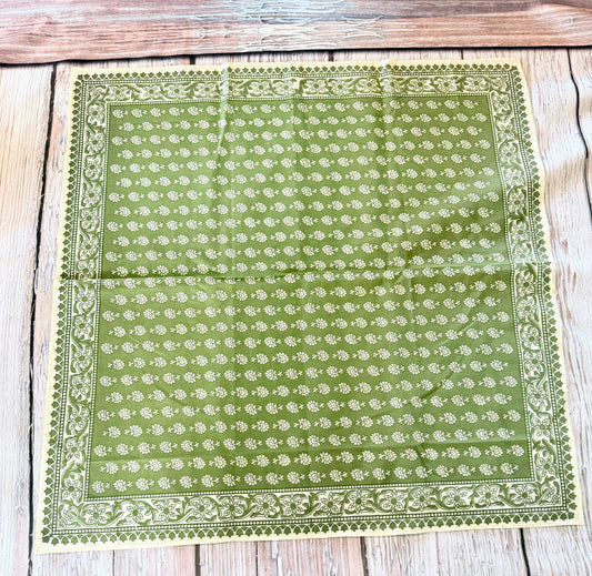 Olive Floral Bandana