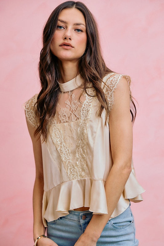 Evie Satin Mock Neck Blouse