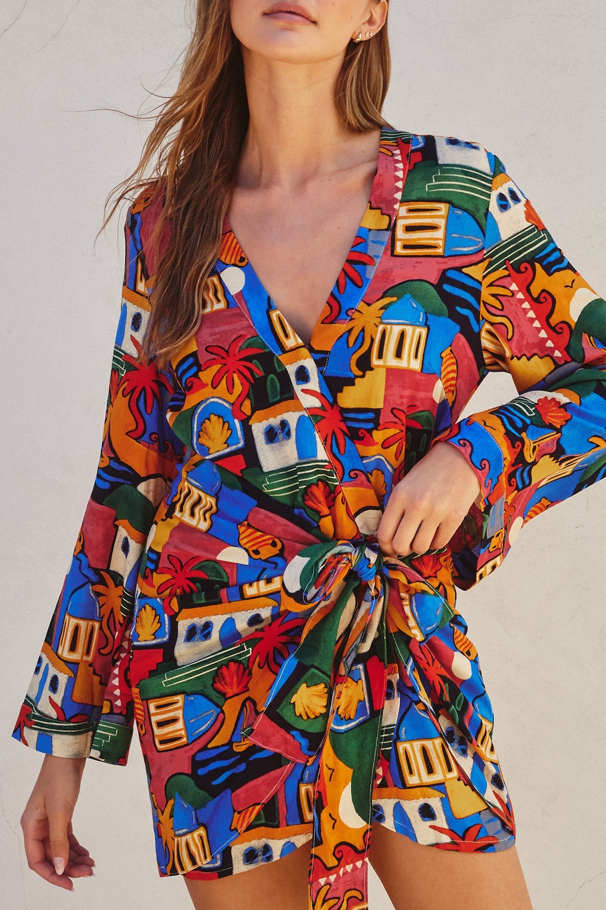 Santorini Mini Wrap Dress