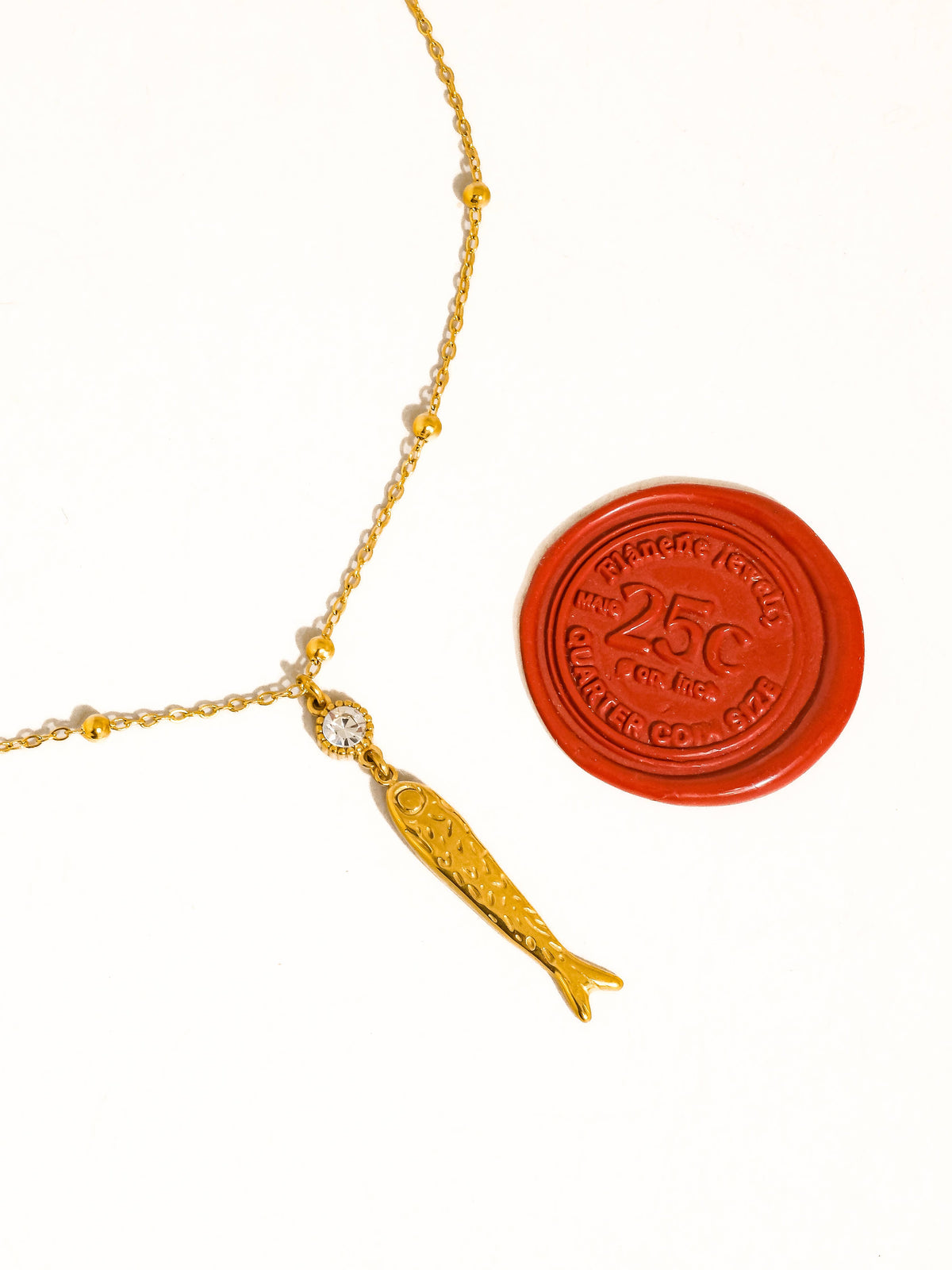 Leni 18K Gold Non-Tarnish CZ Fish Pendant Necklace