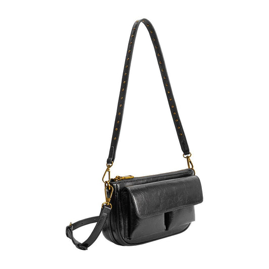 Aria Black Recycled Vegan Leather Shoulder Bag