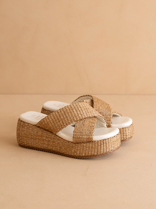 The Fresno Raffia Platform Sandal - Camel
