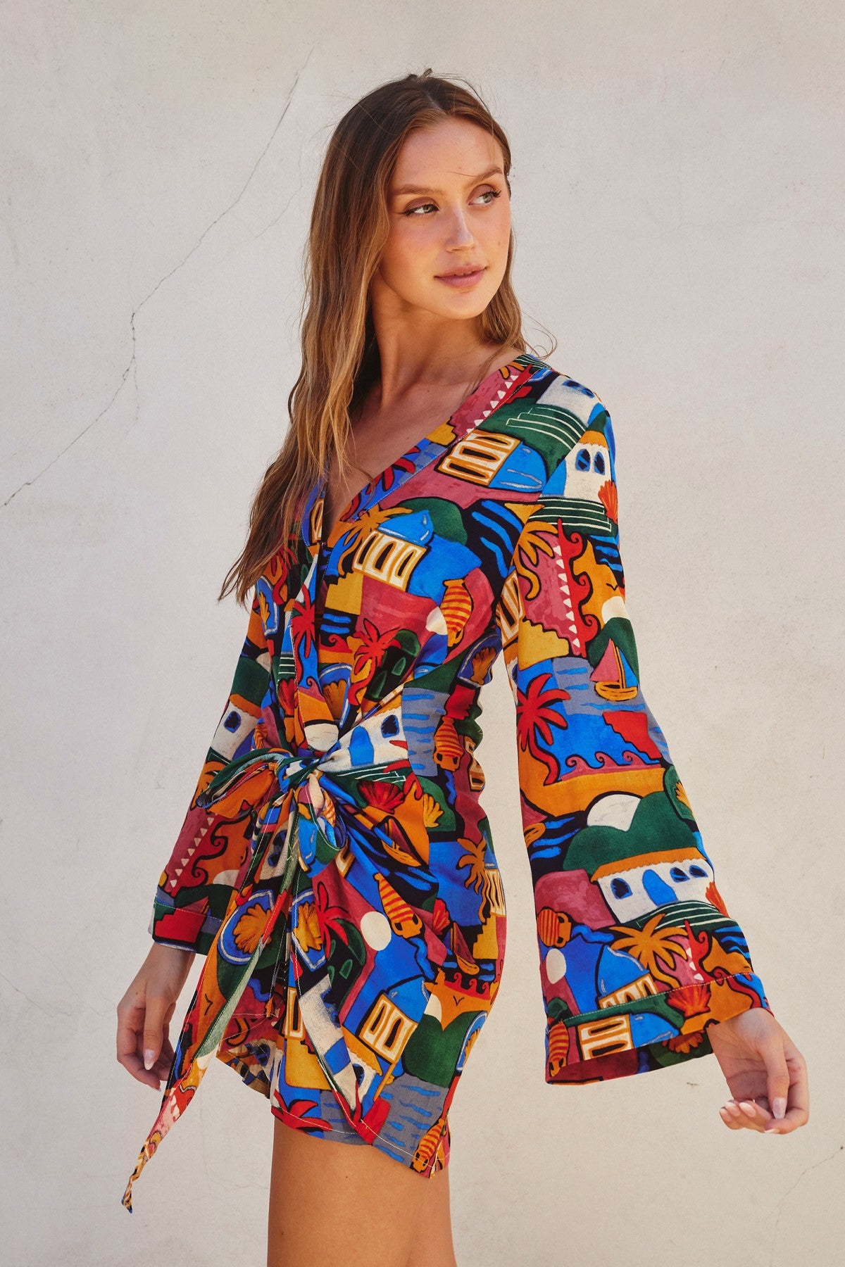 Santorini Mini Wrap Dress