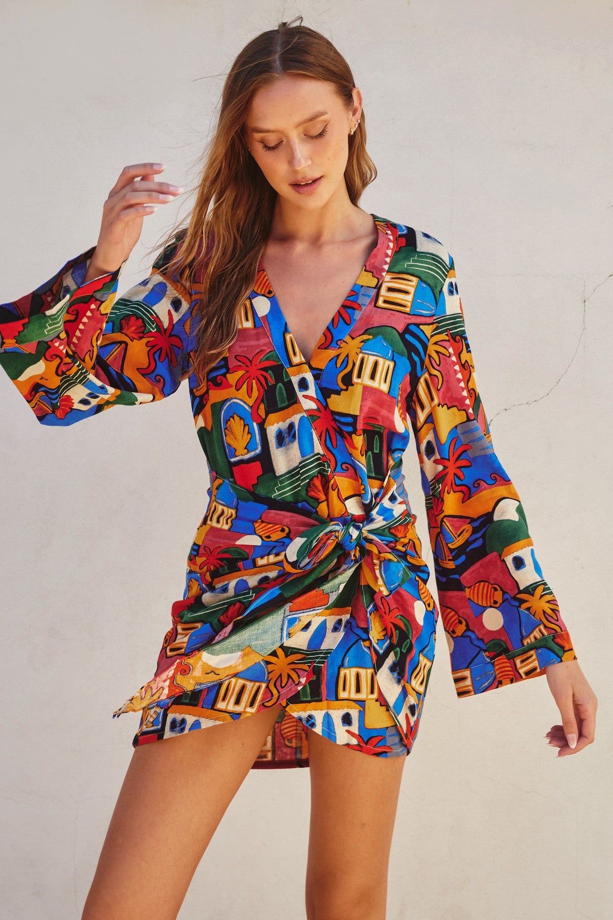 Santorini Mini Wrap Dress