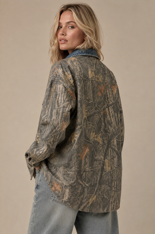 Mesa Denim Collar Camo Shacket