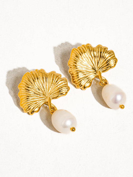 Béatrice 18K Gold Non-Tarnish Floral Pearl Earrings