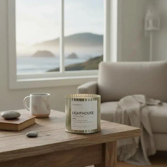 Lighthouse Rustic Wood Wick Candle
