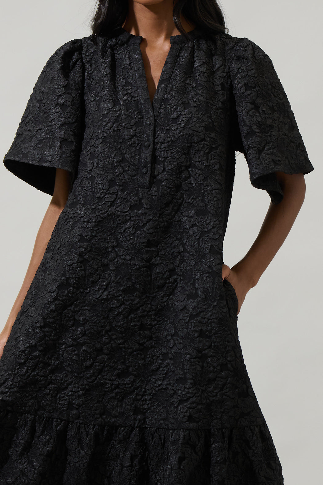 Ely Jacquard Floral Midi Dress - One Left!