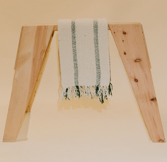 Riviera Green Stripe - Recycled Throw Blanket