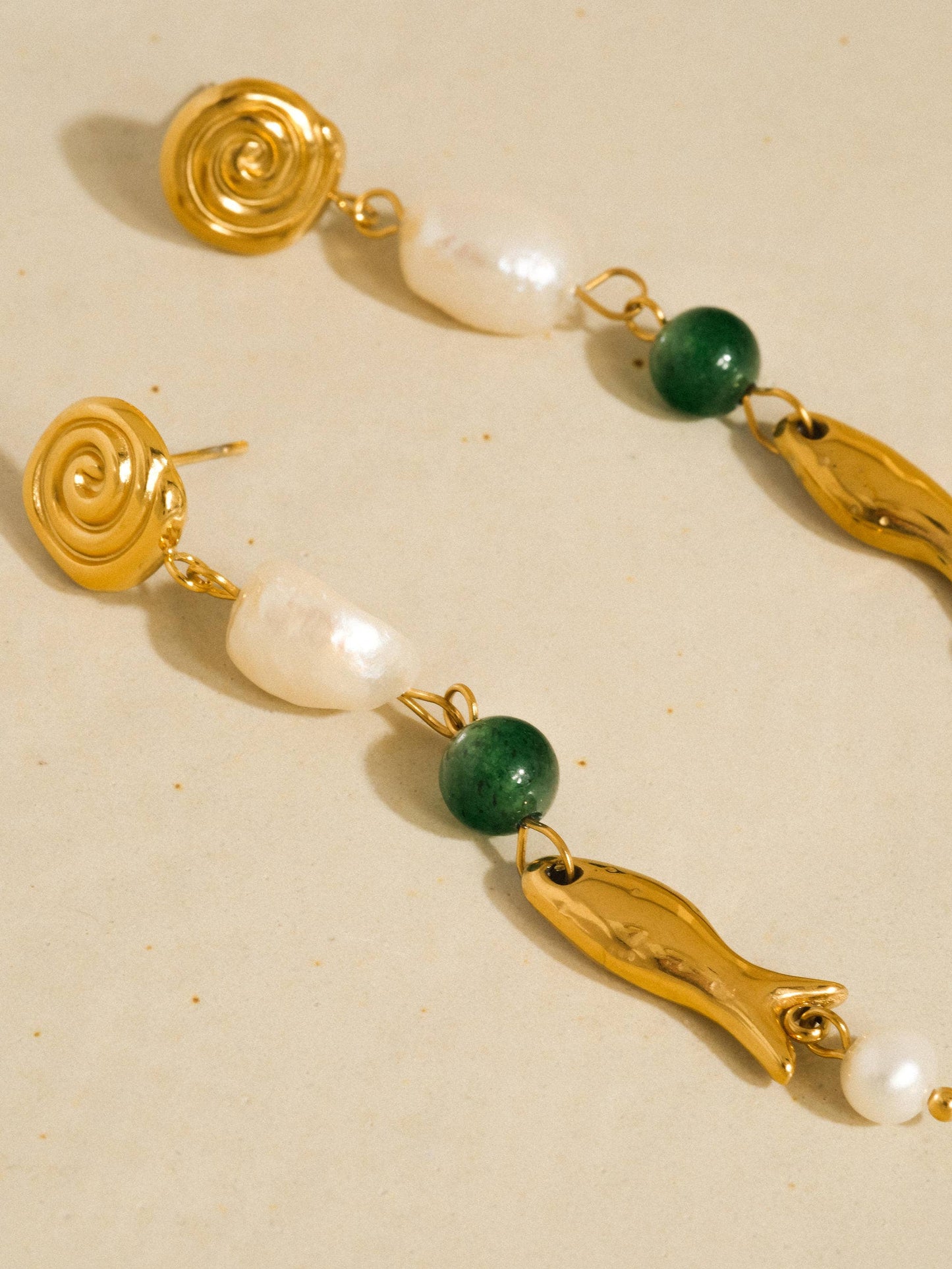 Palermo 18K Gold Non-Tarnish Freshwater Pearl Fish Earrings