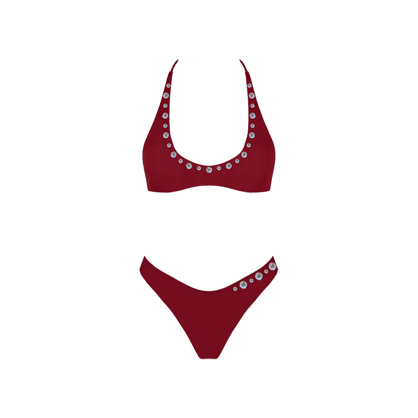 Sunset Club Bikini Bottom - Burgundy Red