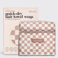 Extra Large Quick-Dry Hair Towel Wrap - Terracotta Checker