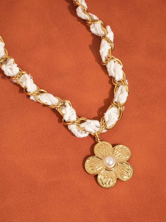 Journey 18K Gold Non-Tarnish Floral Chain Pendant Necklace