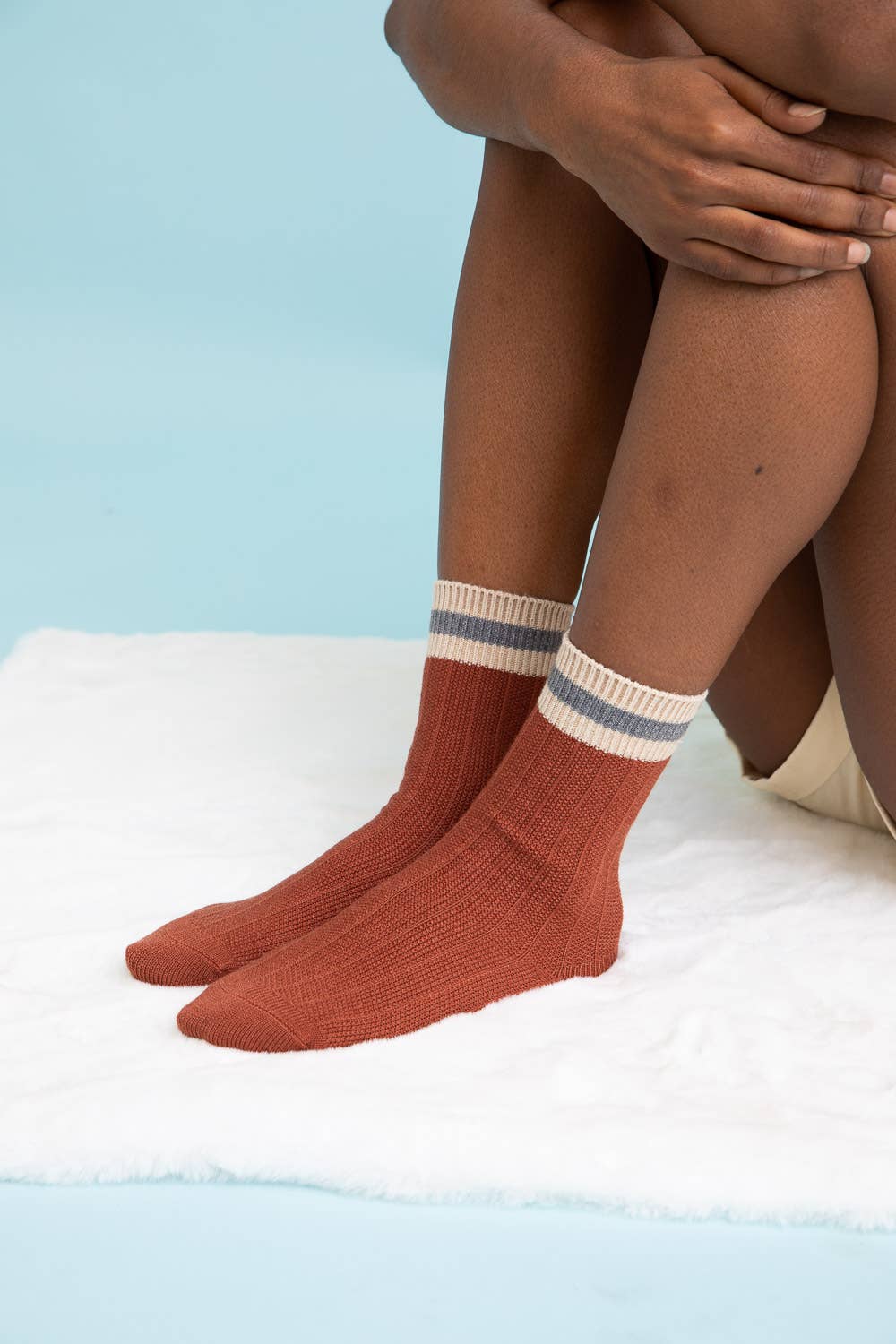 Retro Color Block Wool Blend Crew Socks