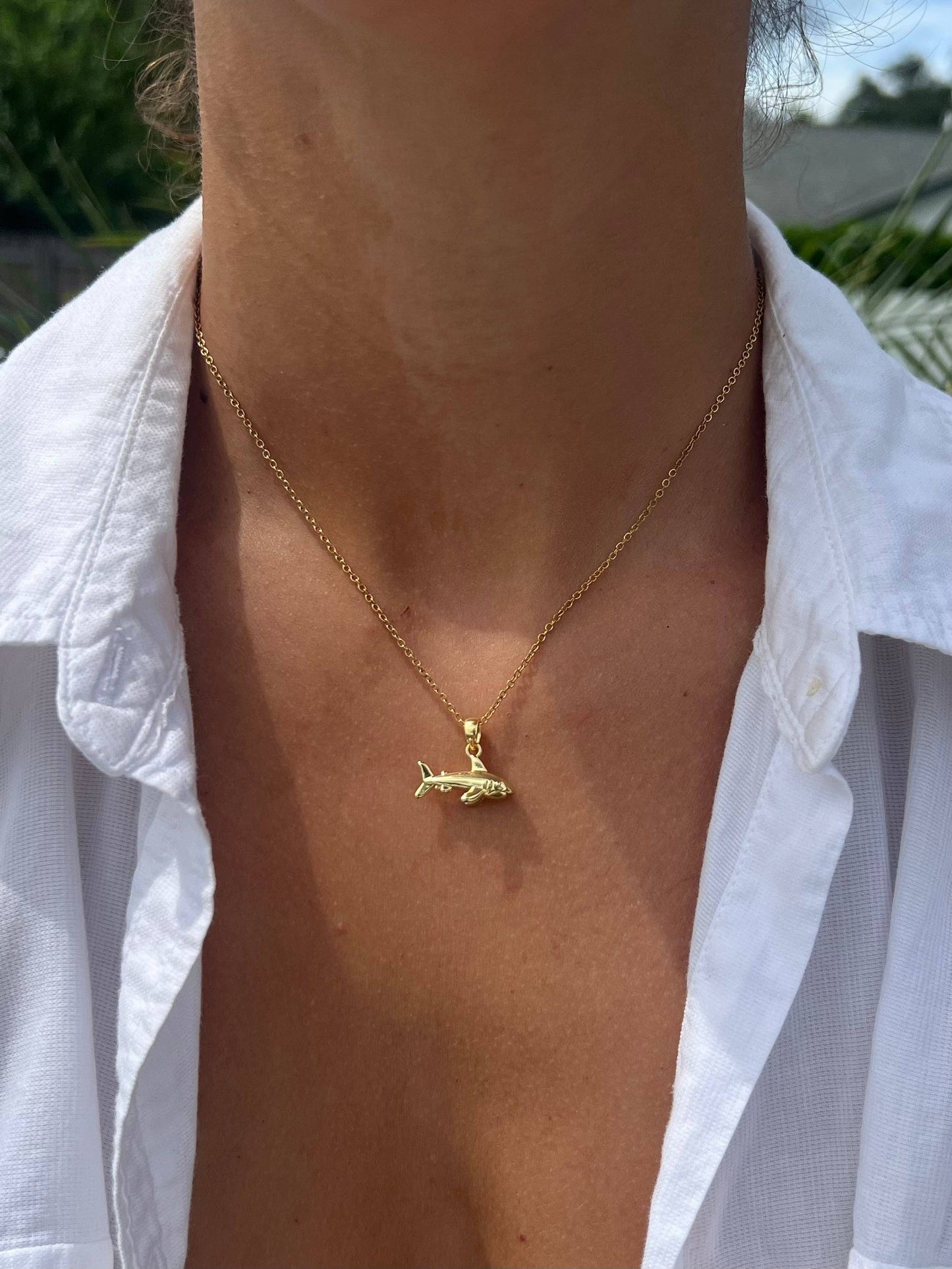 Gold Shark Necklace | Waterproof Surfer Beach Jewelry