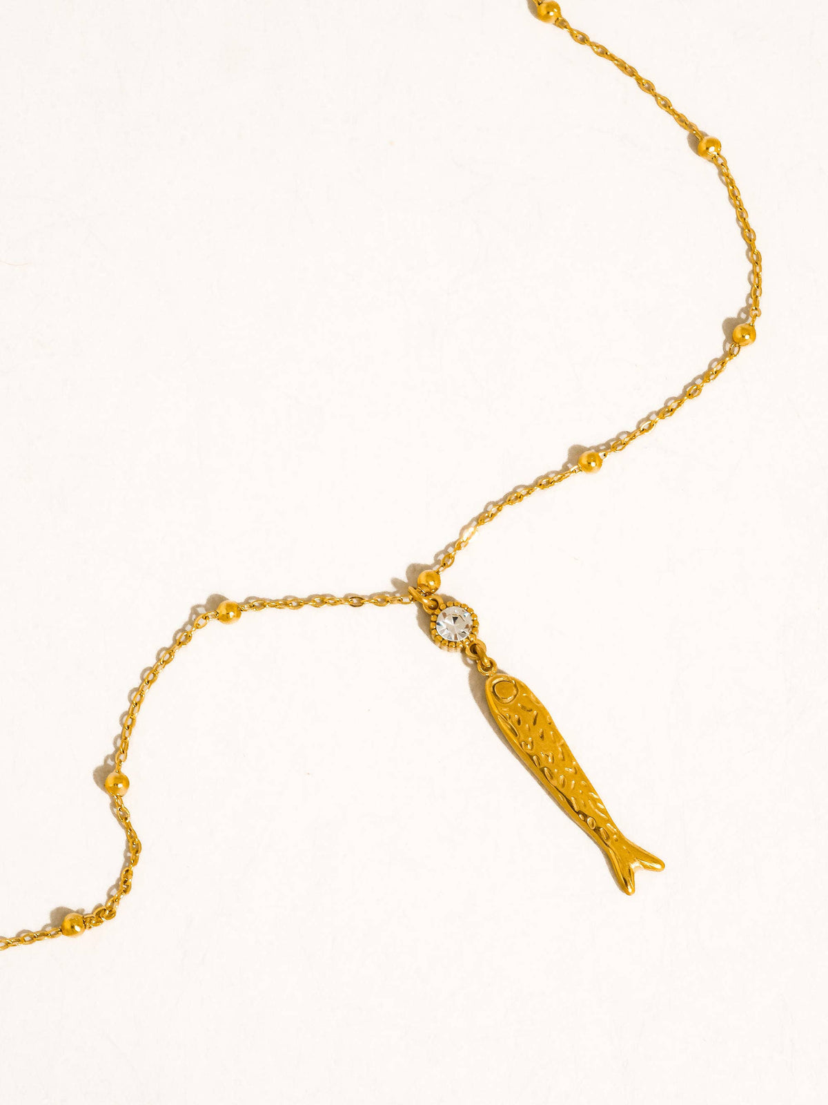 Leni 18K Gold Non-Tarnish CZ Fish Pendant Necklace