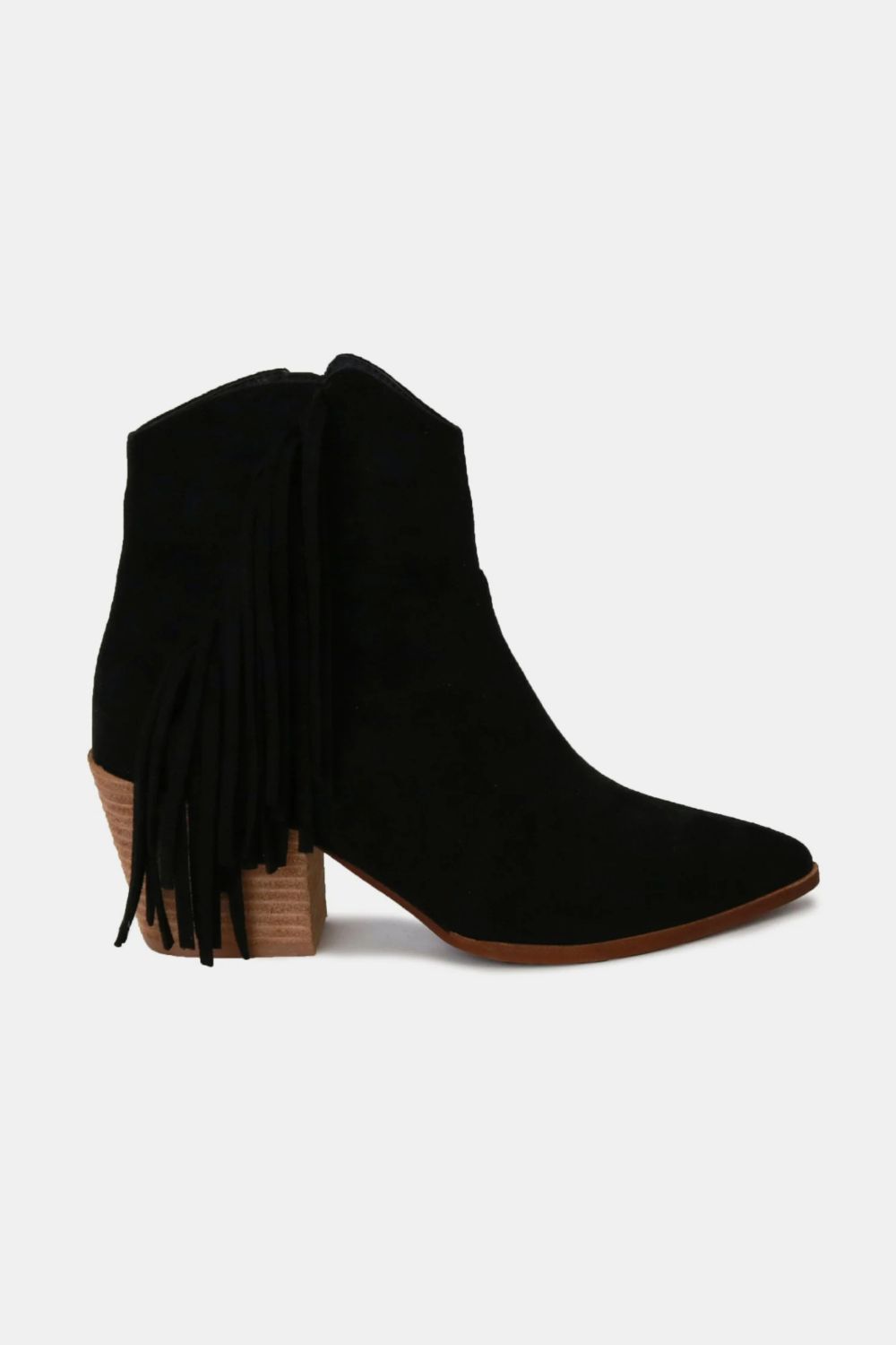 Marta Suede Fringe Ankle Boots - Black