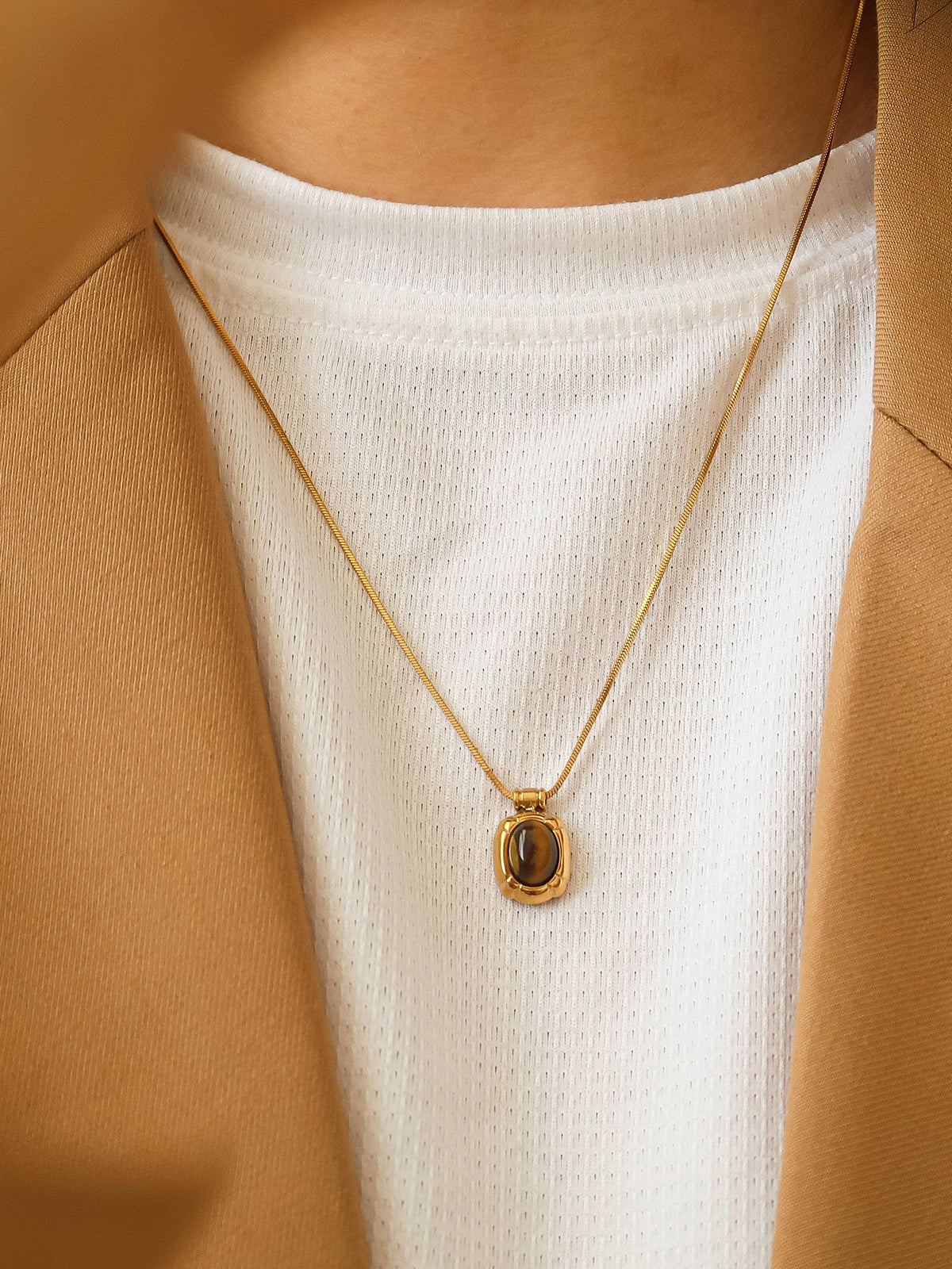 Dax 18K Gold Non-Tarnish Natural Stone Necklace