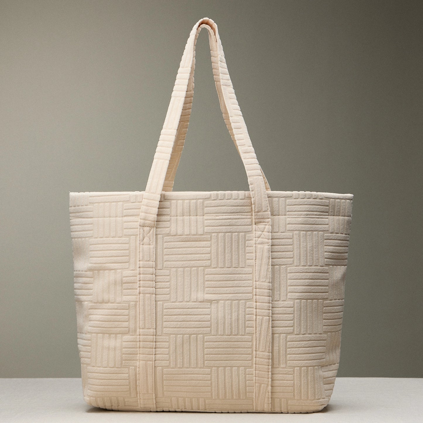 Luxe Terry Grid Pattern Tote & Beach Bag