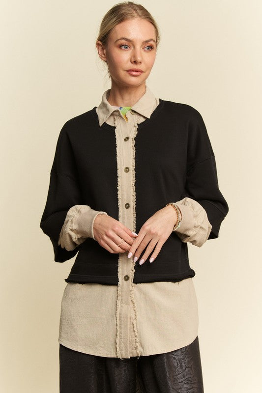 Lawson Faux Layered French Terry Contrast Top