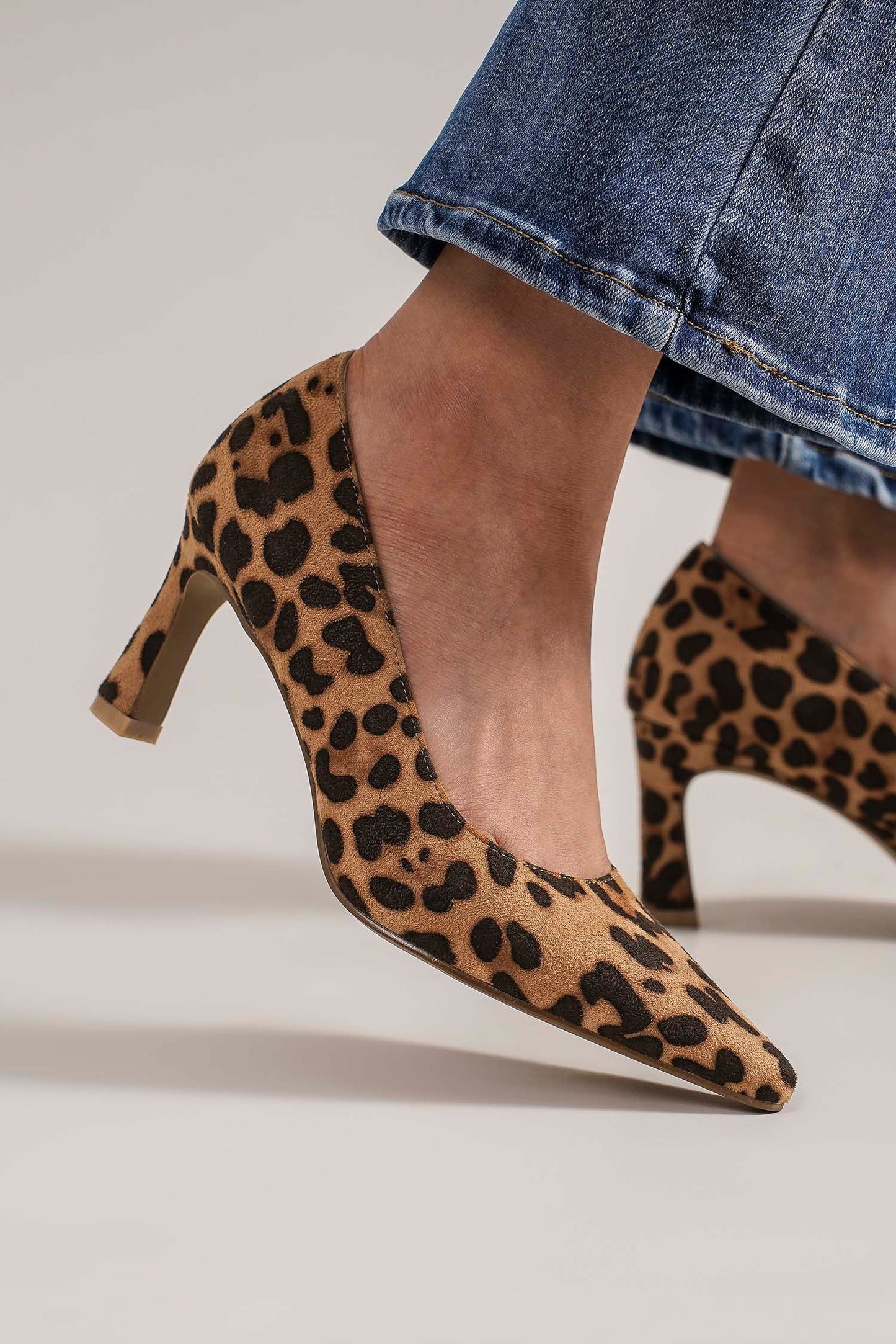 McCartney Faux Suede Leopard Point Toe Pumps