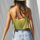 Villanova Satin Tie-strap Scallop Hem Crop Top