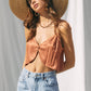 Villanova Satin Tie-strap Scallop Hem Crop Top