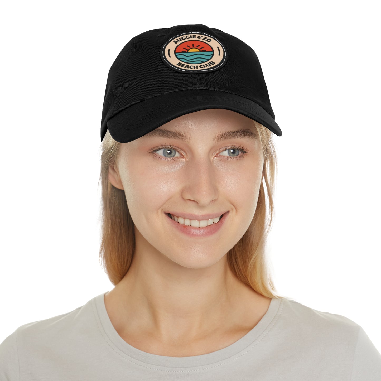 Beach Club Dad Hat with Leather Patch (Round)