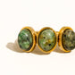 Sorrel 18K Gold Non-Tarnish Green Stone Triple Ring