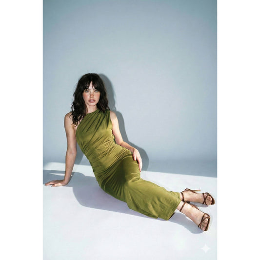 Topanga Asymmetric Open-Back Maxi Dress