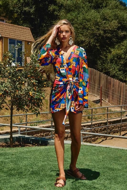 Santorini Mini Wrap Dress