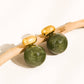 Velisse 18K Gold Non-Tarnish Green Marble Ball Earrings