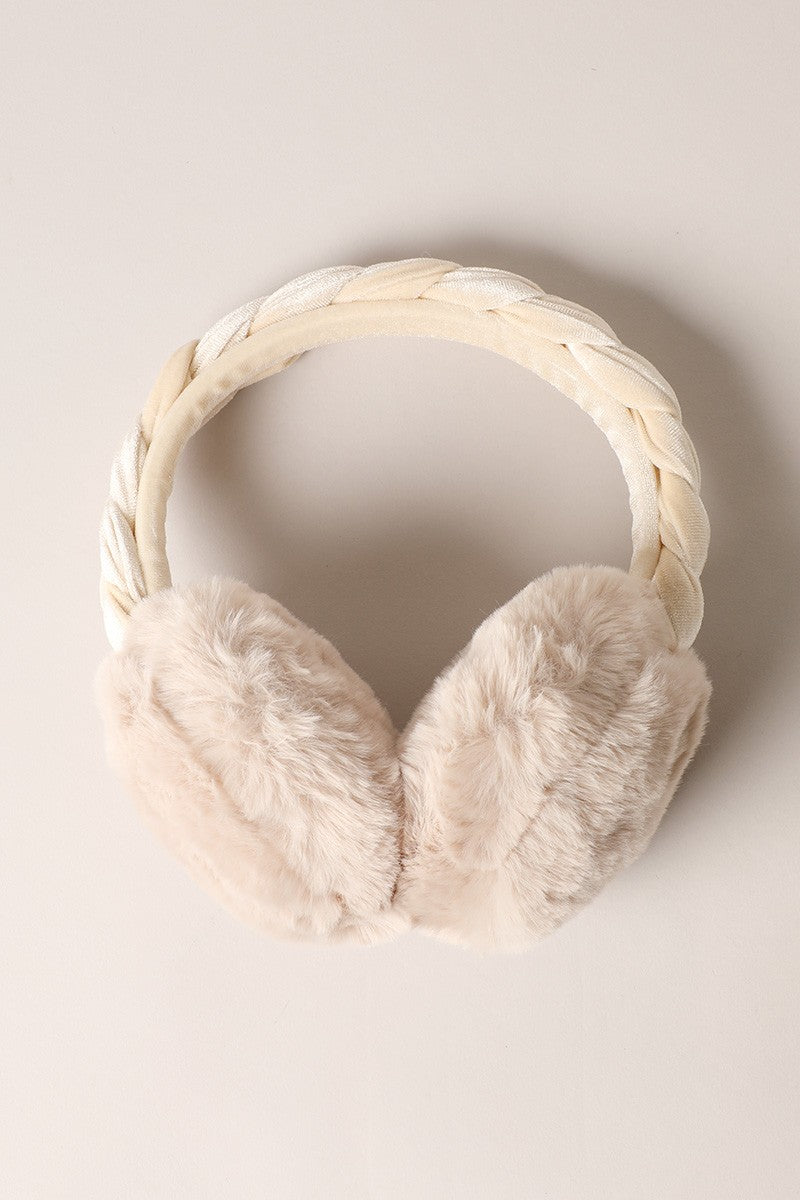 Velvet Braided Faux Fur Fuzzy Earmuffs