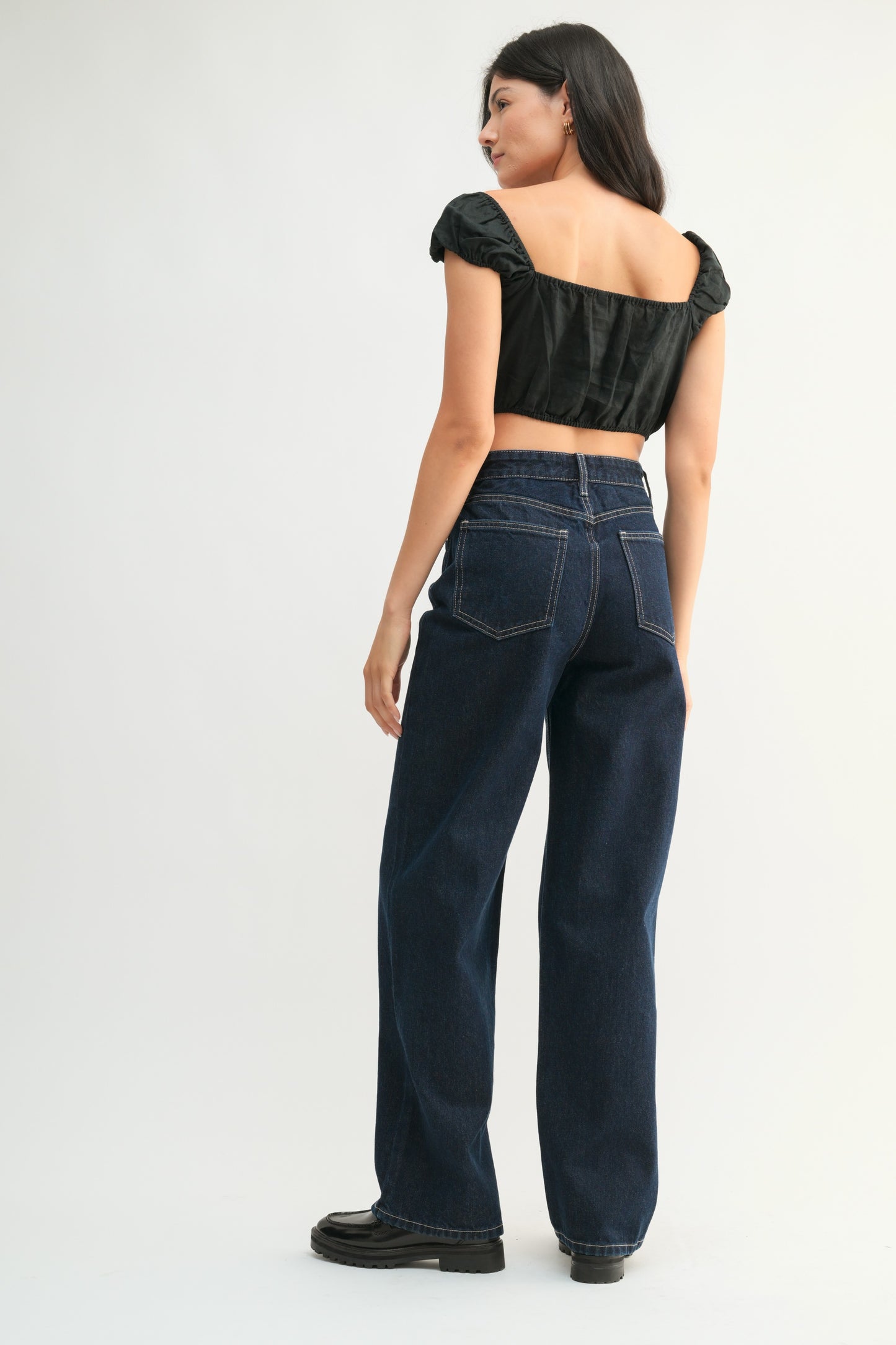 High Waisted Skater Jean - Dark Blue