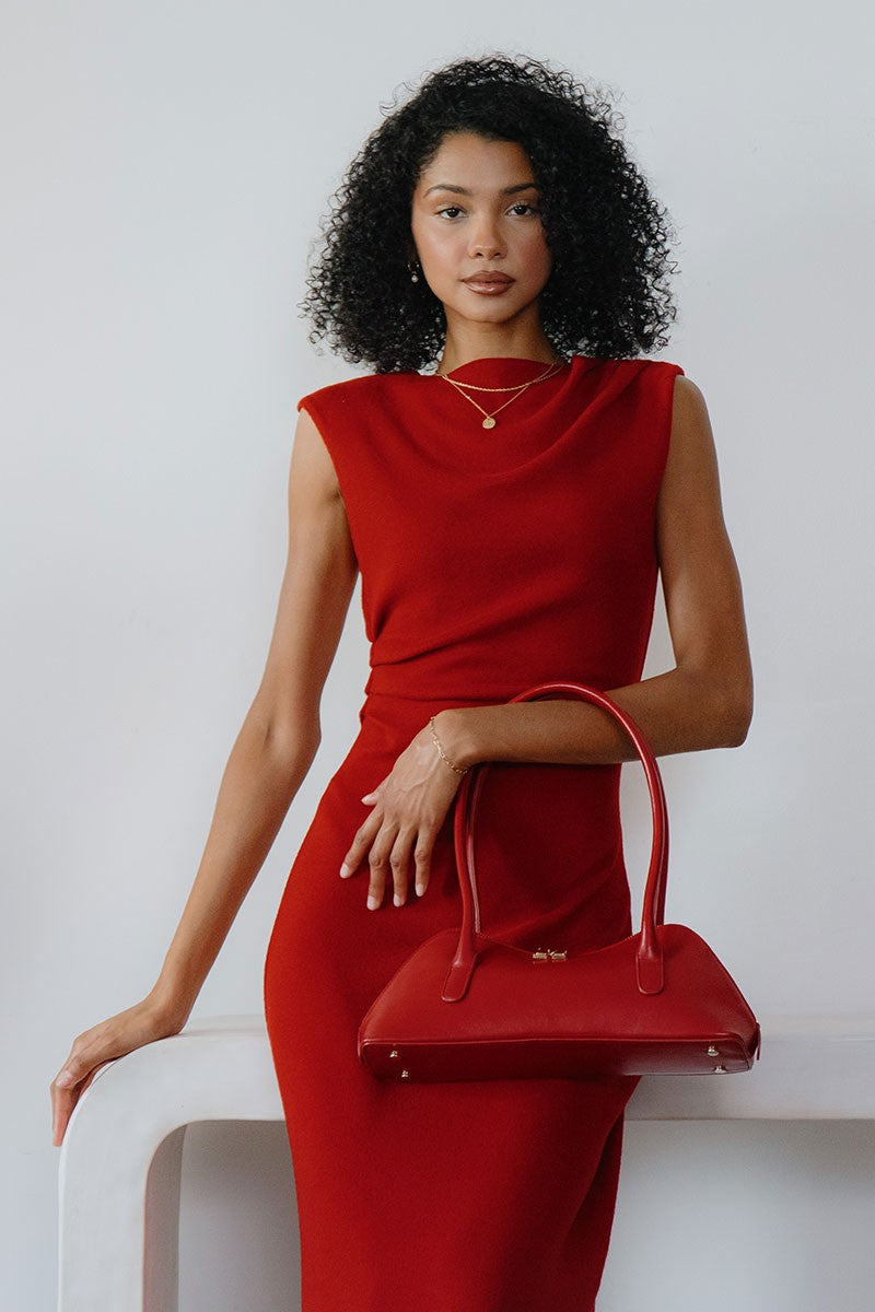 Dakota Recycled Vegan Shoulder Bag - Red