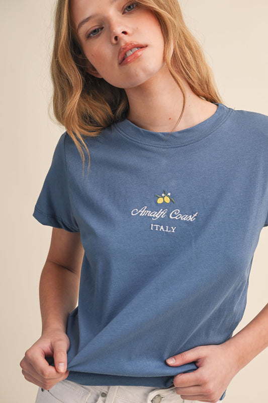 Amalfi Coast Embroidery Tee