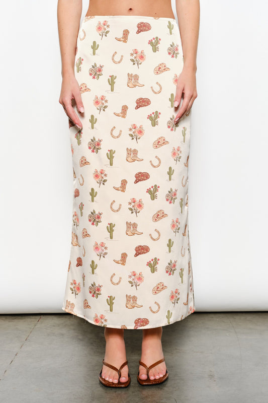 Casey Cowboy Print Maxi Skirt