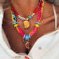 Neon Scarf Necklace & Beaded Shell Necklaces