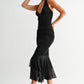 La Rouge Halter Flounce Gown