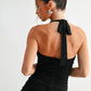 La Rouge Halter Flounce Gown
