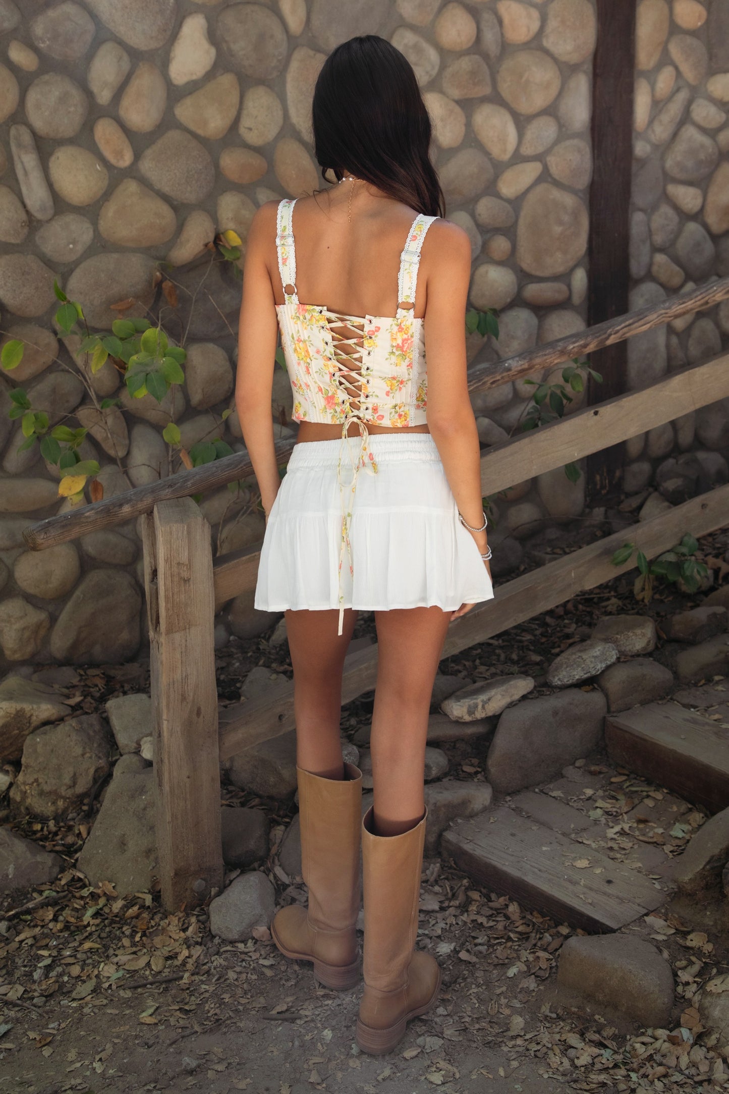 Ynes Crinkle Gauze Tiered Mini Skort